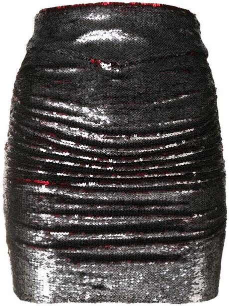 Falda De Lentejuelas Plateada Corta