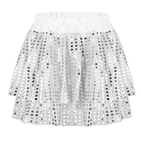 Falda De Lentejuelas Plateada Corta