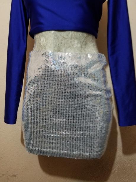 Falda De Lentejuelas Plateada Corta