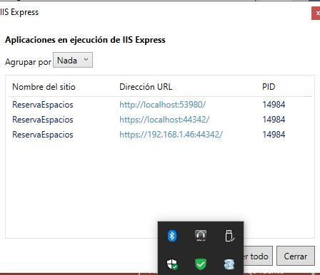No se puede conectar con el servidor IIS Express