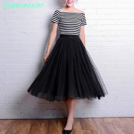 Falda Midi Tul Negra