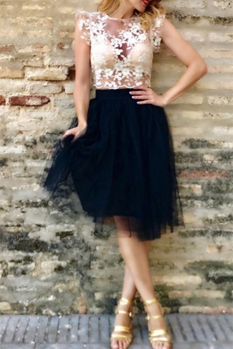 Falda Midi Tul Negra