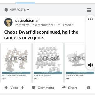 Subidas en los envios de Royal Mail y FW quita de la venta parte de Enanos del Caos