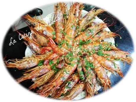 Gambones al brandy en el horno