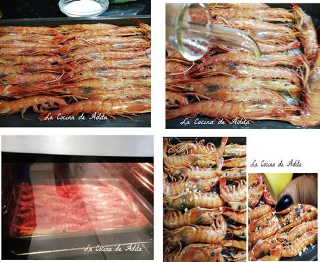 Gambones al brandy en el horno