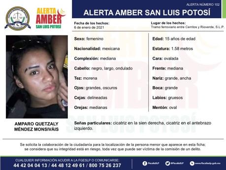 Alerta Amber: Amparo Quetzaly de 15 vista por última vez en Cerritos