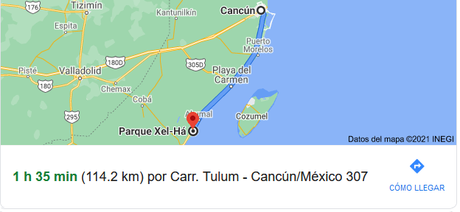 Como ir a Xel há desde Cancún Distancia de Cancún a Xel Há