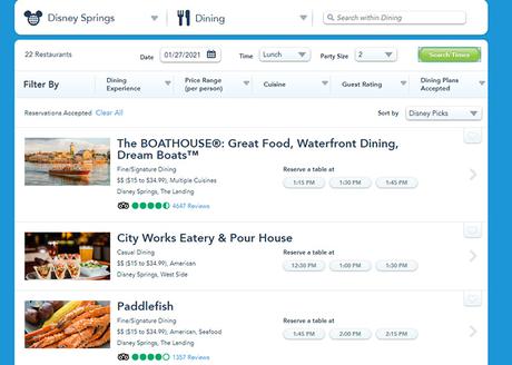reservar restaurante disney