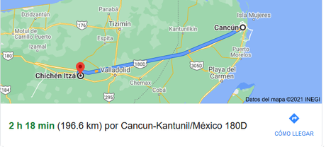 Distancia, Tarifas y tiempo distancia de cancun a chichen itza