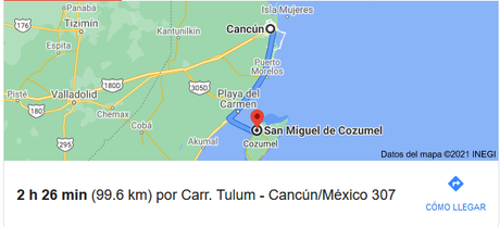 Distancia, Tarifas y tiempo distancia de cancun a cozumel