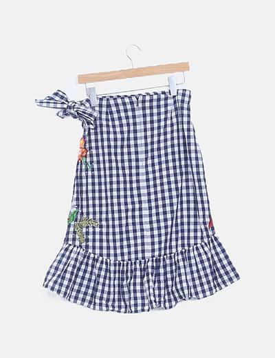 Falda Midi Cuadros Vichy Zara