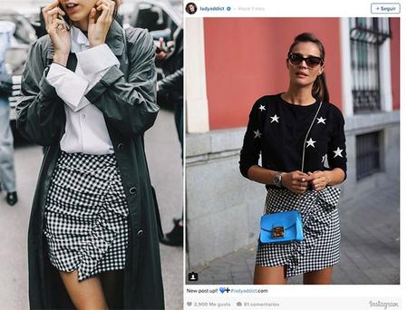 Falda Midi Cuadros Vichy Zara