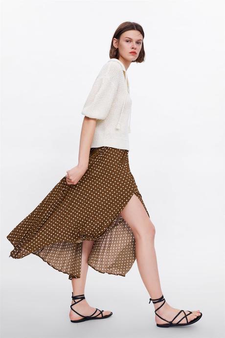 Falda Midi Cuadros Vichy Zara