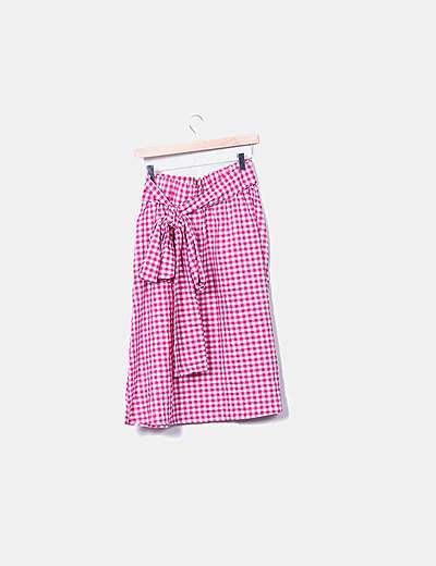Falda Midi Cuadros Vichy Zara