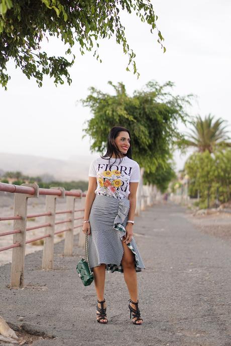 Falda Midi Cuadros Vichy Zara