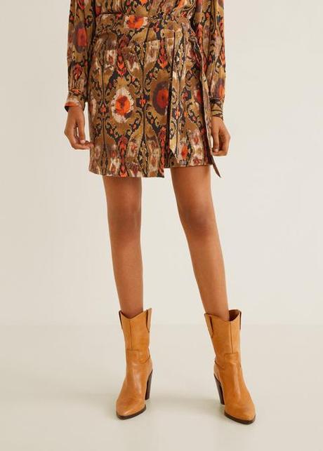 Falda Larga Leopardo Mango