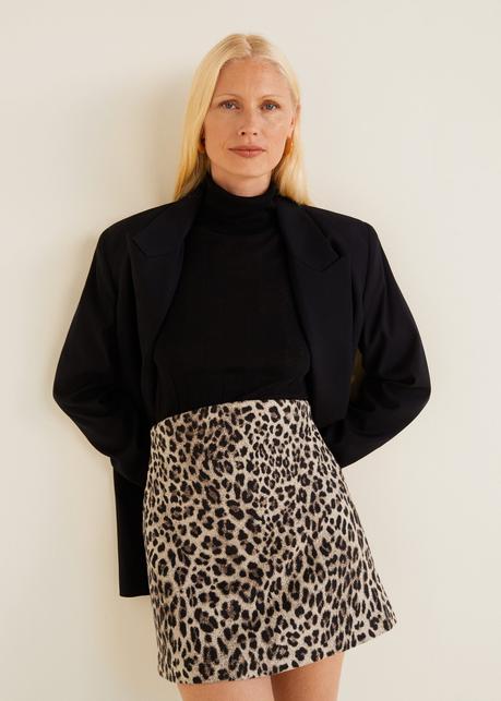 Falda Larga Leopardo Mango