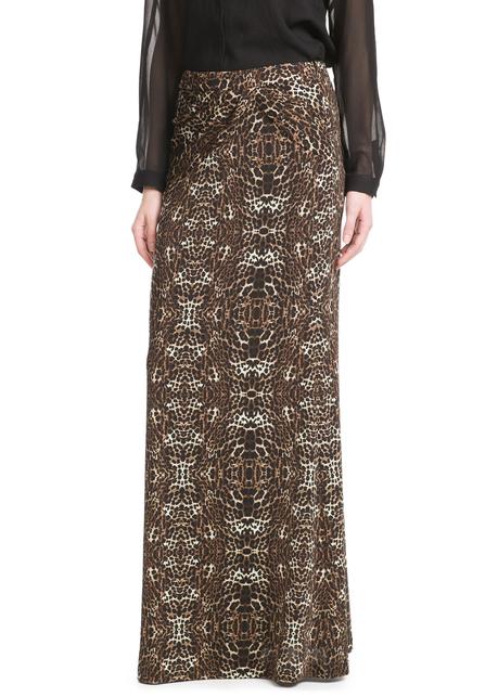 Falda Larga Leopardo Mango