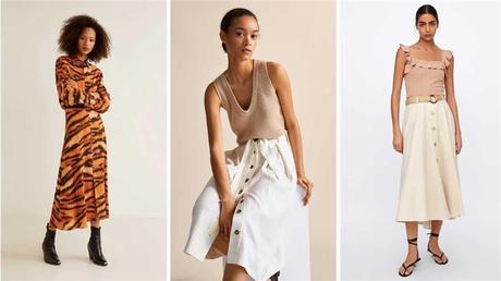 Falda Larga Leopardo Mango