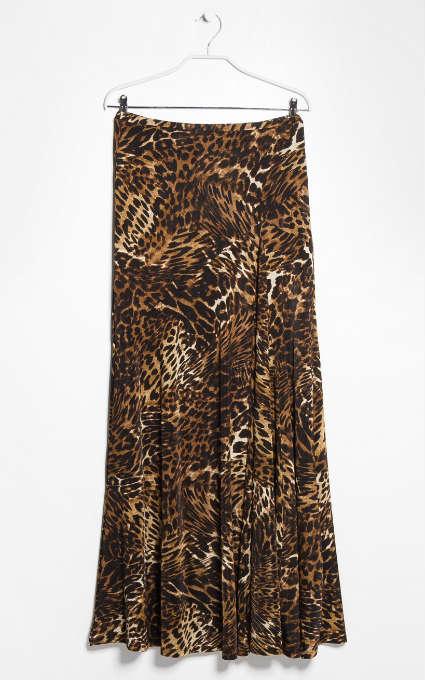 Falda Larga Leopardo Mango