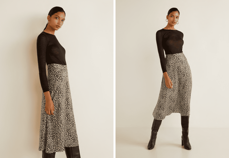 Falda Larga Leopardo Mango