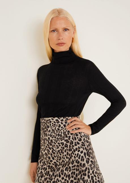 Falda Larga Leopardo Mango