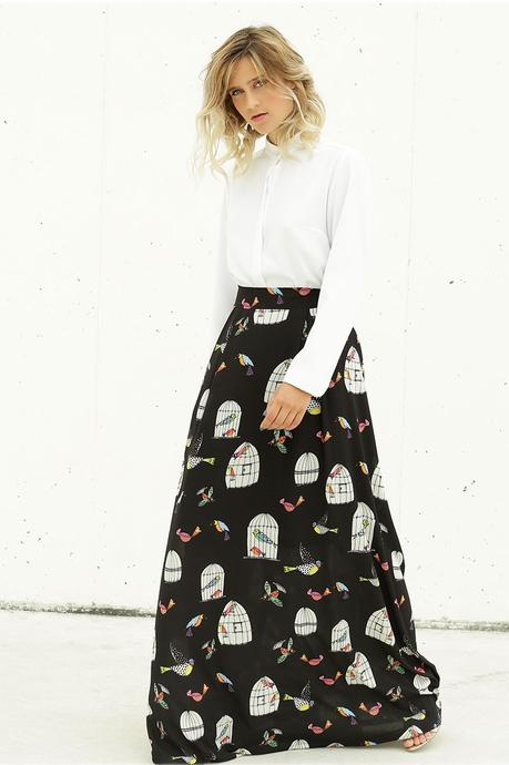 Falda Larga Blanca Con Flores Falda Larga Blanca Con Flores