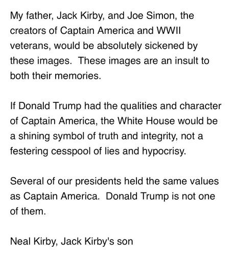 Comunicado del hijo de Jack Kirby a los asaltantes del Capitolio