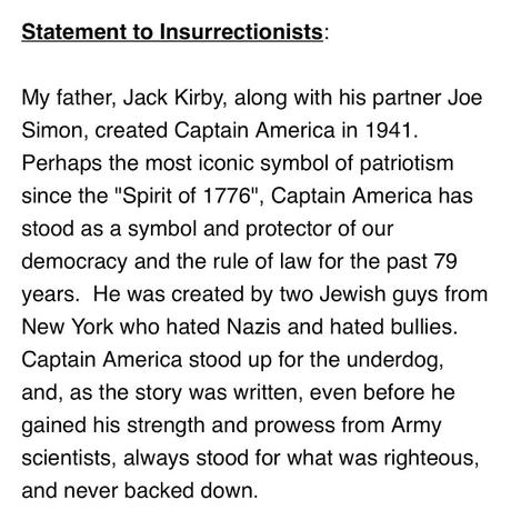 Comunicado del hijo de Jack Kirby a los asaltantes del Capitolio