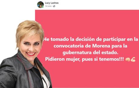 Lucy Lastras participará en la convocatoria de MORENA por la gubernatura