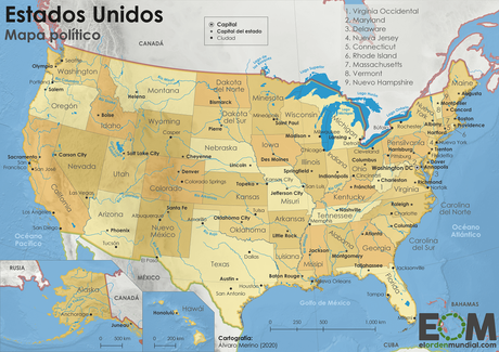 Mapa político de Estados Unidos