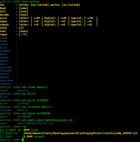 Generación de diccionarios para fuerza bruta con PyDictor