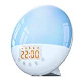 Wake Up Light Alarm Clock - Despertador de simulación de amanecer y atardecer, 30 brillos, función de repetición, 8 sonidos naturales y radio FM para adultos y niños