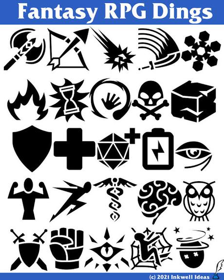 Dos ayudas en forma de iconos y símbolos para RPGs