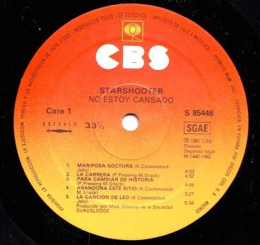 Starshooter -Pas fatigue (Estoy cansado) Lp 1982