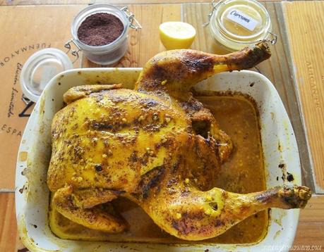Pollo asado con cúrcuma, sumac y limón