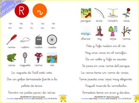 Aprendo a leer y a escribir. La R