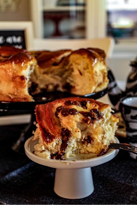 Chinois à la crème pâtissière et pépites de chocolat