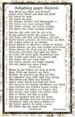 Canto de odio a Inglaterra. El poema que avivó el odio de los alemanes