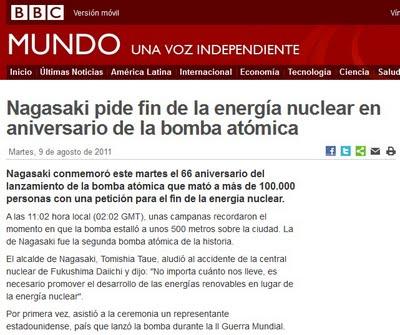 Hoy hace 66 años que los EE.UU. lanzaron la bomba atómica sobre Nagasaki