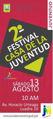Este sabado 13 de agosto, 2º festival casa de la juventud