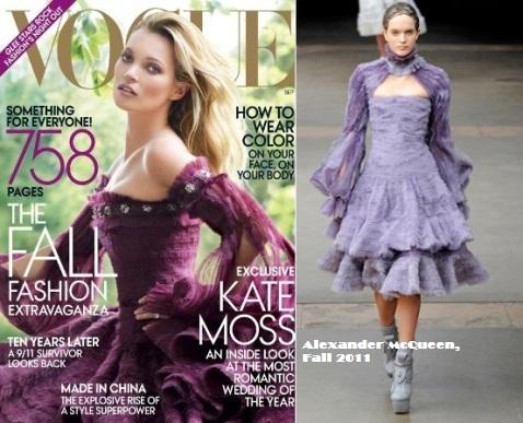 Una fabulosa Kate Moss en portada y reportaje interior de Vogue USA, Septiembre 2011