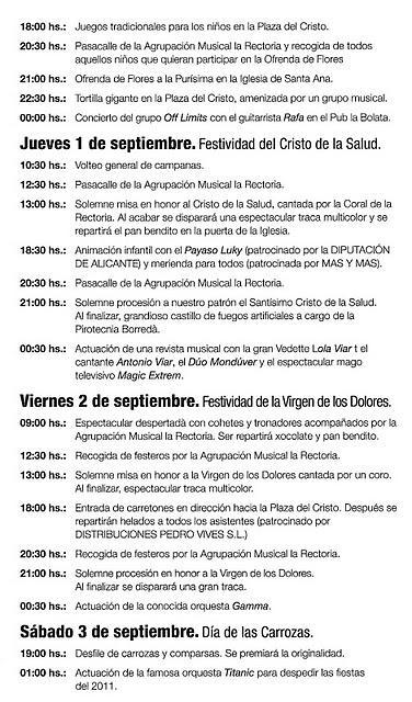 Sanet y Negrals. Fiestas Patronales 2011