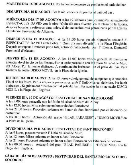 Almudaina. Fiestas de la Virgen del Rosario, San Bartolomé y el Santo Cristo del Socorro 2011