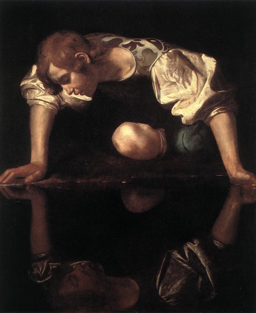 narciso pintura caravaggio, cuadro narciso mitología