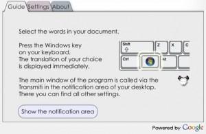 Transmiti: sistema de servicio de traducción de Google para Windows