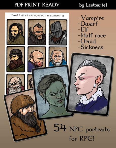 NPC Portraits Print and Play RPG, de Lestowitel
