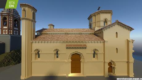Réplica en Minecraft RTX: Iglesia de San Martín de Tours de Frómista, Palencia, España con interiores.