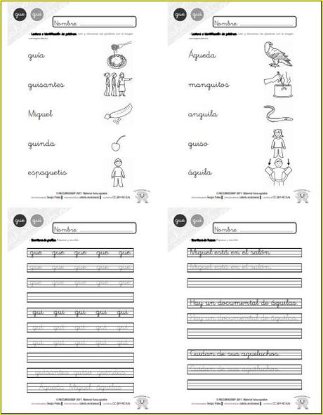 Aprendo a leer y a escribir. La G