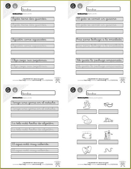 Aprendo a leer y a escribir. La G